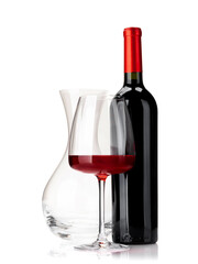 Wine glass, bottle and decanter