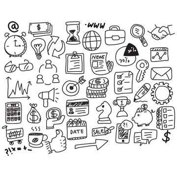 Vector illustration of business doodle icon. Hand drawn