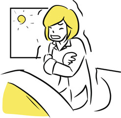 朝起きて寒い女性