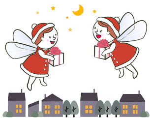 プレゼントを運ぶクリスマスの妖精