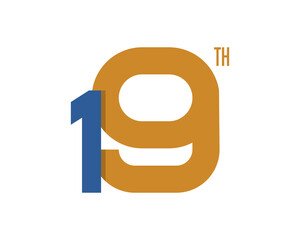 19th anniversary logo with elegant style and gold color