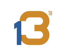 13th anniversary logo with elegant style and gold color