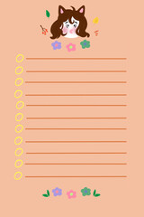 Orange sheet for recording planning, ideas. You can use it at school, at university and at work