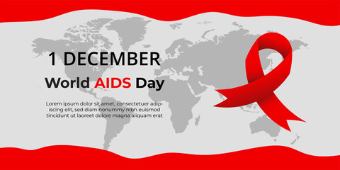Poster of World AIDS Day with Red Ribbon Vector in EPS 10