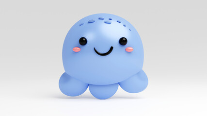 Cute Fun octopus character. Cartoon 3d illustration