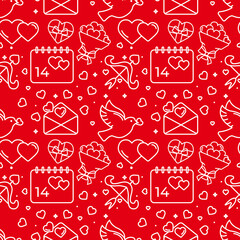 A Red Seamless Pattern of Valentines Day love symbols - 472155397