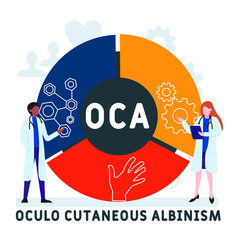 OCA - Oculo Cutaneous Albinism acronym. medical concept background.  vector illustration concept with keywords and icons. lettering illustration with icons for web banner, flyer, landing 