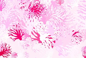 Fototapeta na wymiar Light Pink vector abstract backdrop with branches.