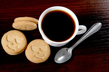 cup of coffee and cookies
