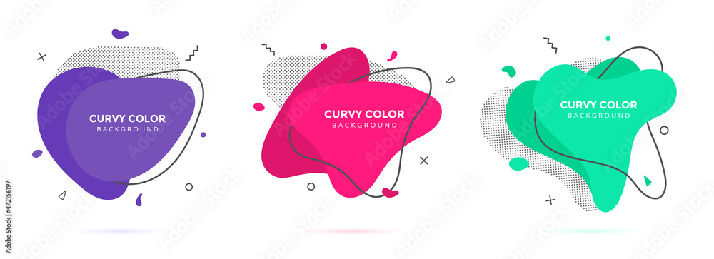 Poster modern liquid irregular amoeba blob shape abstract elements graphic flat style design fluid vector i