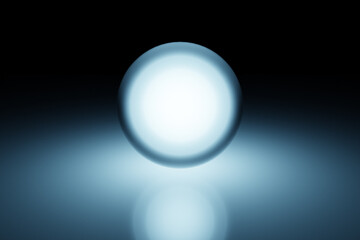 3D rendering.  Transparent inflatable ball. Close-up geometric figure of a ball  on black background