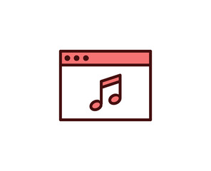 Music note flat icon. Thin line signs for design logo, visit card, etc. Single high-quality outline symbol for web design or mobile app. Sign outline pictogram.