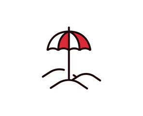 Obraz premium Beach umbrella line icon. Vector symbol in trendy flat style on white background. Travel sing for design.