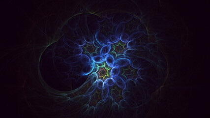 3D rendering abstract blue fractal light background