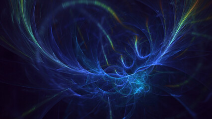 3D rendering abstract blue fractal light background