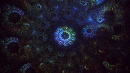 3D rendering abstract blue fractal light background