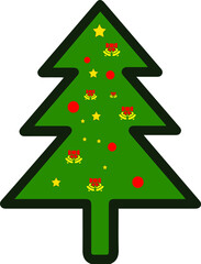 Christmas Tree, Set of Christmas trees, modern colorful flat Icon Isolated on white background