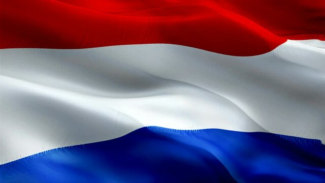 Netherlands flag video. National 3d Dutch Flag Slow Motion video. Netherlands tourism Flag Blowing Close Up. Dutch Flags Motion Loop HD resolution Background Closeup 1080p Full HD video flags waving i