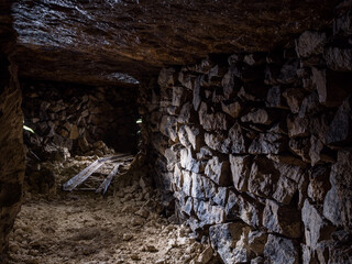 Wooden Railway in the abandoned limestone mine