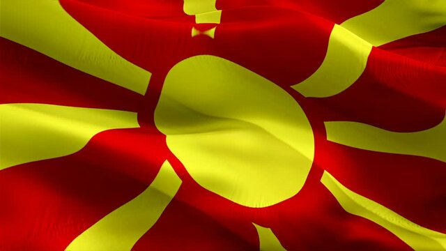 Macedonia flag. 3d North Macedonia sign waving video. Flag of Macedonia seamless loop animation silk HD Background. North FYROM tourism flag Closeup 1080p HD video for Independence Day,Victory day
