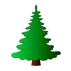 Pine, fir, tree vector green silhouette in flat style, isolated. Clipart, symbol merry christmas and happy new year. Template for children creativity, greeting cards, applications