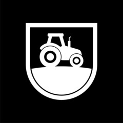 Tractor icon isolated on dark red background