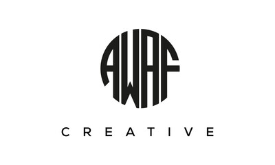 Letters AWAF creative circle logo design vector, 4 letters logo