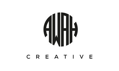 Letters AWAH creative circle logo design vector, 4 letters logo