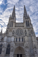 Fototapeta na wymiar Bordeaux, France - 7 Nov, 2021: View of Saint-Andre Cathedral from Place Pey-Berland in Bordeaux