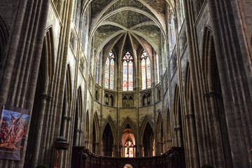 Bordeaux, France - 7 Nov, 2021: Interior of Cathedrale Saint Andre (St. Andrews Cathedral),...