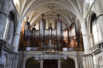 Bordeaux, France - 7 Nov, 2021: Pipe Organ in the of Cathedrale Saint Andre (St. Andrews...