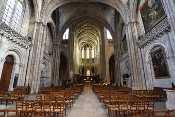 Bordeaux, France - 7 Nov, 2021: Interior of Cathedrale Saint Andre (St. Andrews Cathedral),...