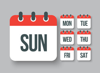 Vector set icon page calendar, days of the week
