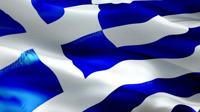 Greece flag video. National 3d Greek Flag Slow Motion video. Greece tourism Flag Blowing Close Up. Greek Flags Motion Loop HD resolution Background Closeup 1080p Full HD video flags waving in wind vid