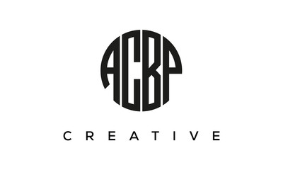 Letters ACBP creative circle logo design vector, 4 letters logo