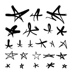 Graffiti stars. Icon set spray tag style
