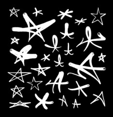 Graffiti stars. Icon set spray tag style
