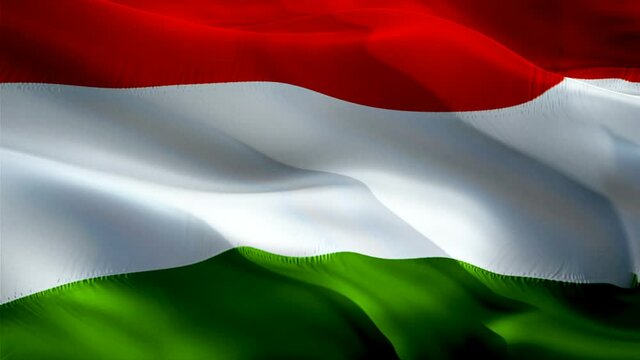 Hungarian flag. 3d Hungary sign waving video. Flag of Hungary holiday seamless loop animation. Hungarian flag silk HD resolution Background. Hungary flag Closeup 1080p HD video for Independence Day,Vi