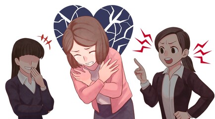 パワハラを受ける女性のイラスト