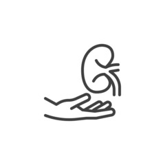 Hand with kidney line icon