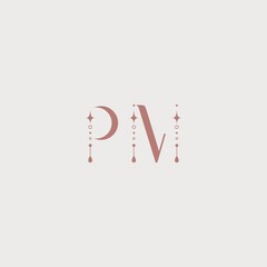 Vector logo in letters PM. Elegant emblem for jewelry, astrology, shop, cafe, restaurant. Magic vector illustration.