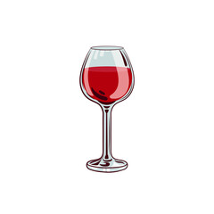 illustration, glass of wine, isolated on white background design element, wine.