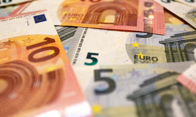 Euro money banknotes closeup. Financial background.