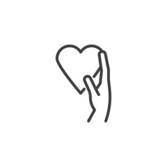 Hand holding heart line icon