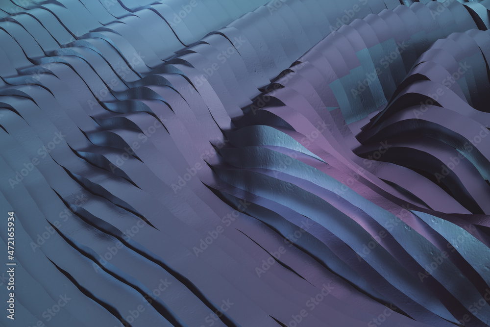 Poster Abstract gray swirl wallpaper. Design, abstraction and creativity concept. 3D Rendering.