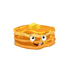 pancakes, cartoon illustration, buttermilk pancakes, sweet pancake isolated on white background, dessert illustration.