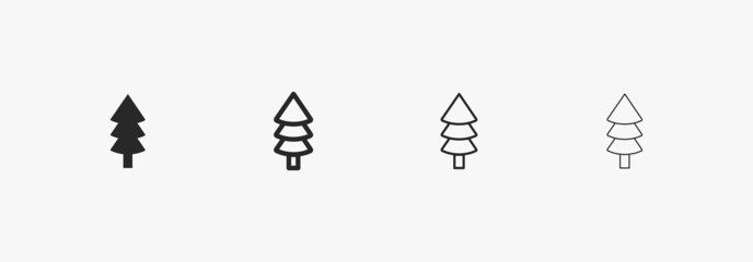 Fototapeta premium Fir flat icon vector. Set of thin pine isolated on white background for Christmas and New Year