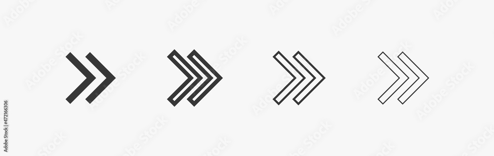 Poster simple triangular arrow icons set isolated on white background. pointer vector for web and package i