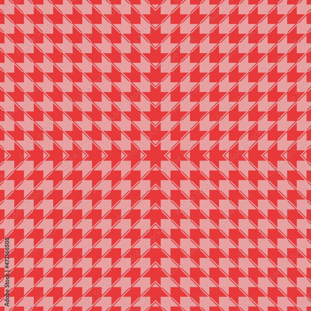 Poster red en pink houndstooth pattern seamless repeat pattern print background