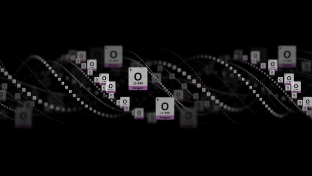OXYGEN Molecule Symbol, Animation, Rendering, Background, Loop, 4k
